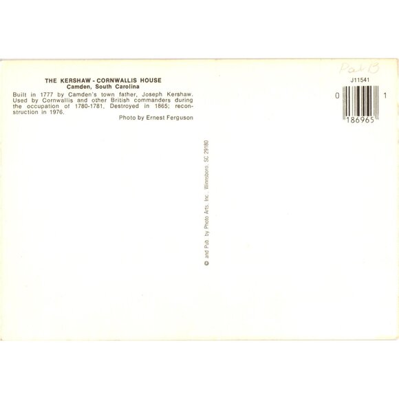 Kershaw Cornwallis House Postcard Ernest Ferguson Photography - Picture 2 of 2